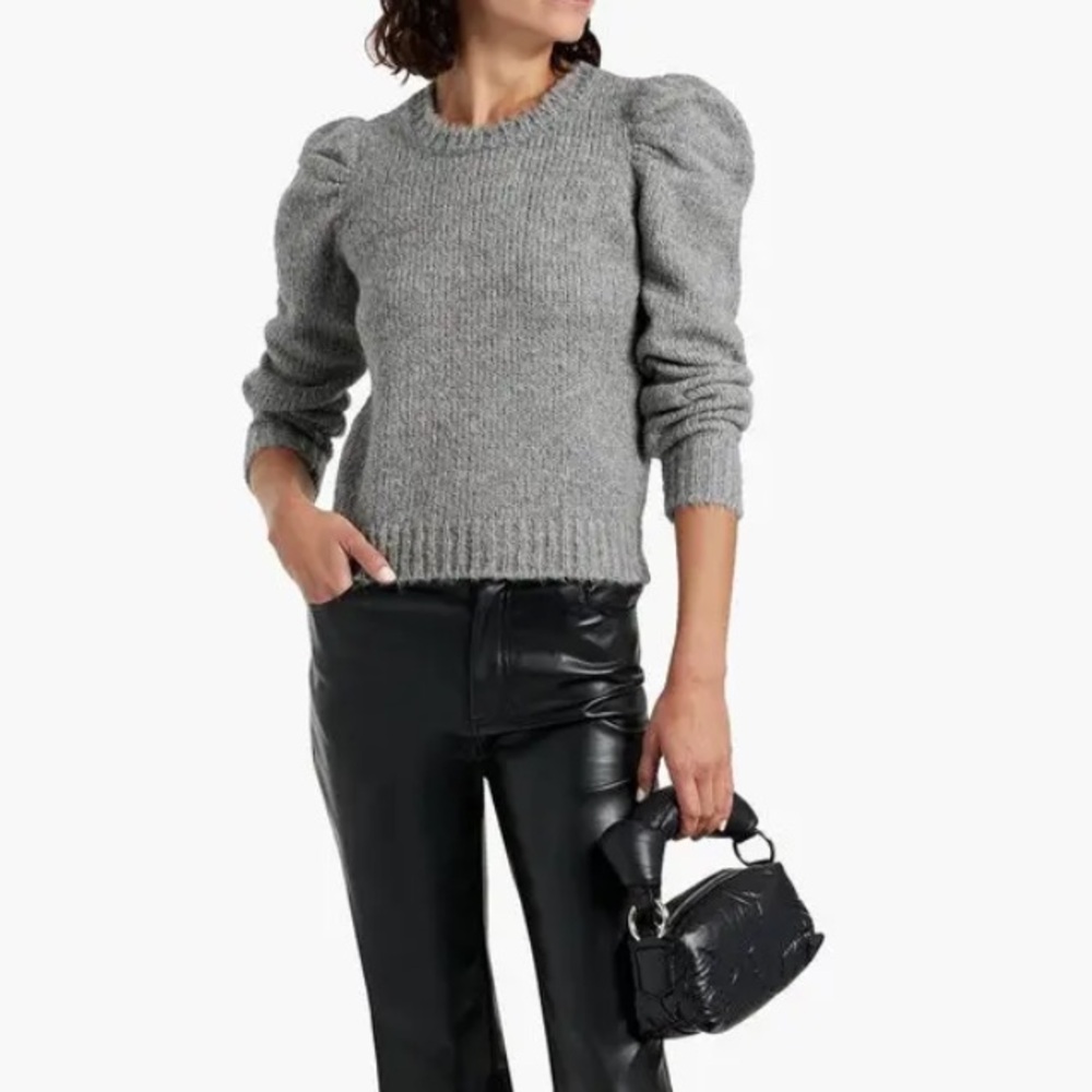 Derek Lam 10 Crosby || Puff Sleeve Brushed Knitted Sweater Alpaca Blend Gray‎ M